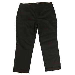 NYDJ Sz 16 Womens Relaxed Fit Slim Margot Girlfriend Jeans Black Cropped Classic